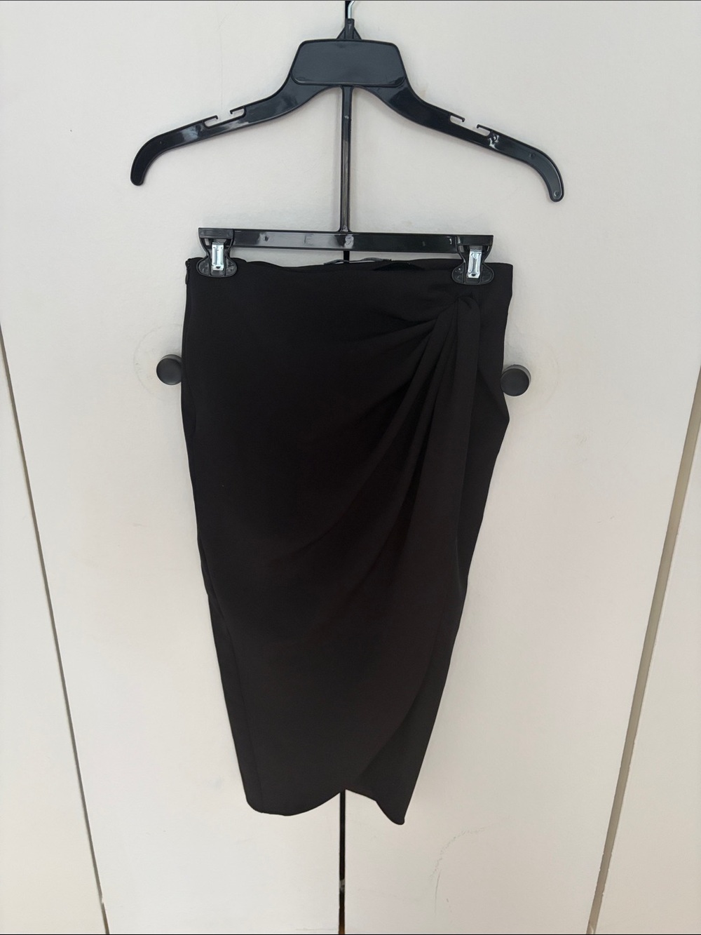 Zara Black Draped Pencil Skirt with Twist Detail